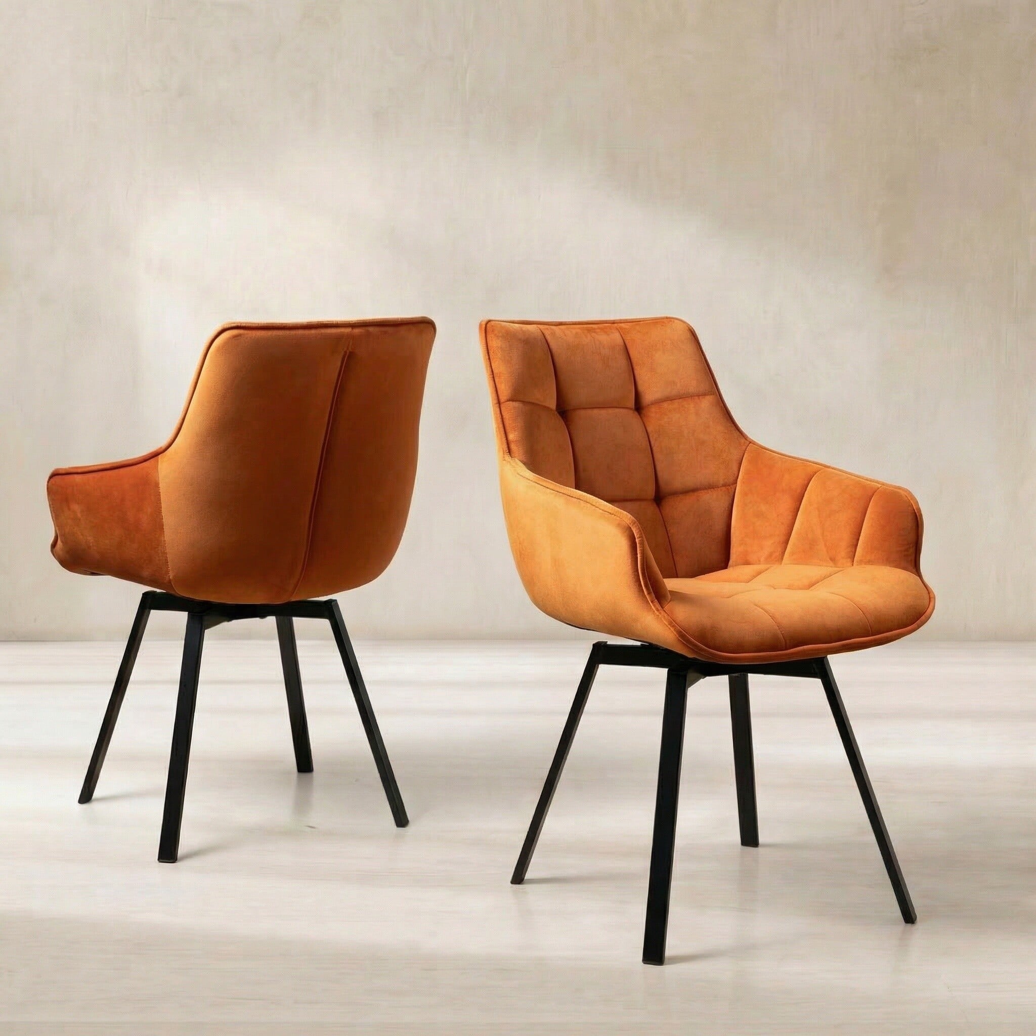 Jasper Leisure Swivel Dining Chair, Orange Velvet | Barker & Stonehouse
