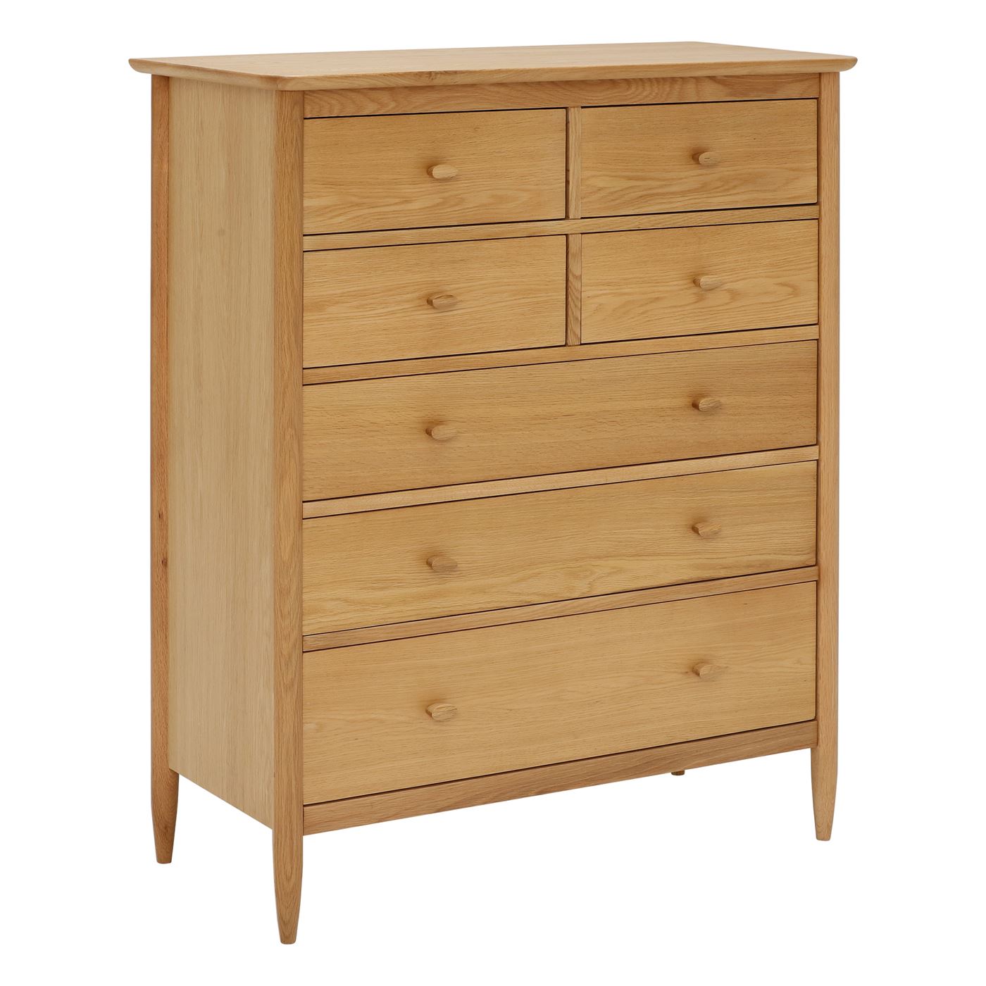 Ercol 7 Drawer Solid Oak Bedroom Chest Of Drawers - Light Brown - W98 x D47 x H122cm - Barker & Stonehouse
