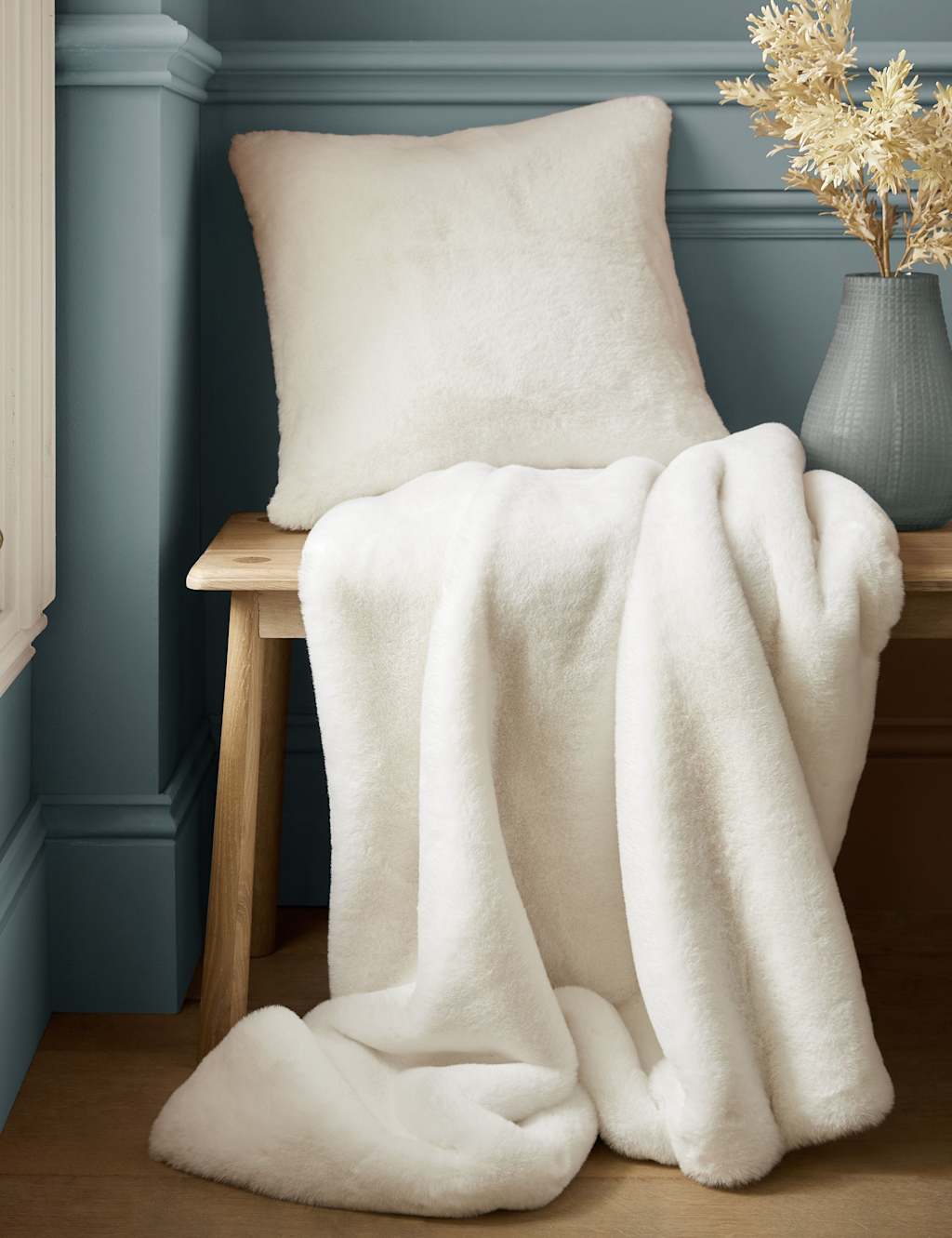 Laura Ashley Faux Fur Newland Cushion White
