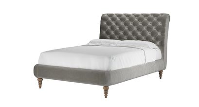 Knightsbridge (No Footboard) Double Bed in Squirrel Cotton Matt Velvet - sofa.com