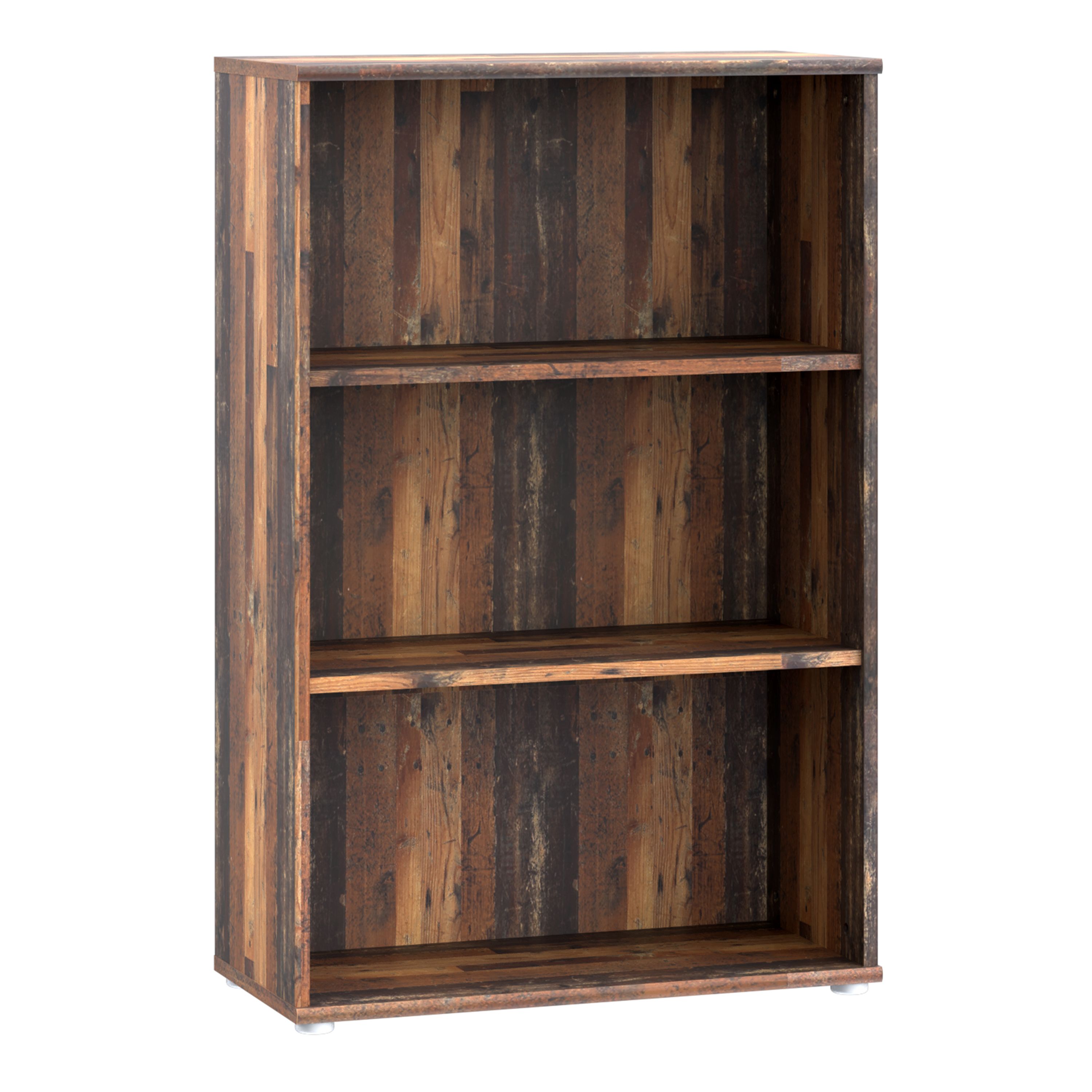 Furniture To Go Essential Tall Wide 2 Shelf Bookcase in Vintage Oak in Dark Brown