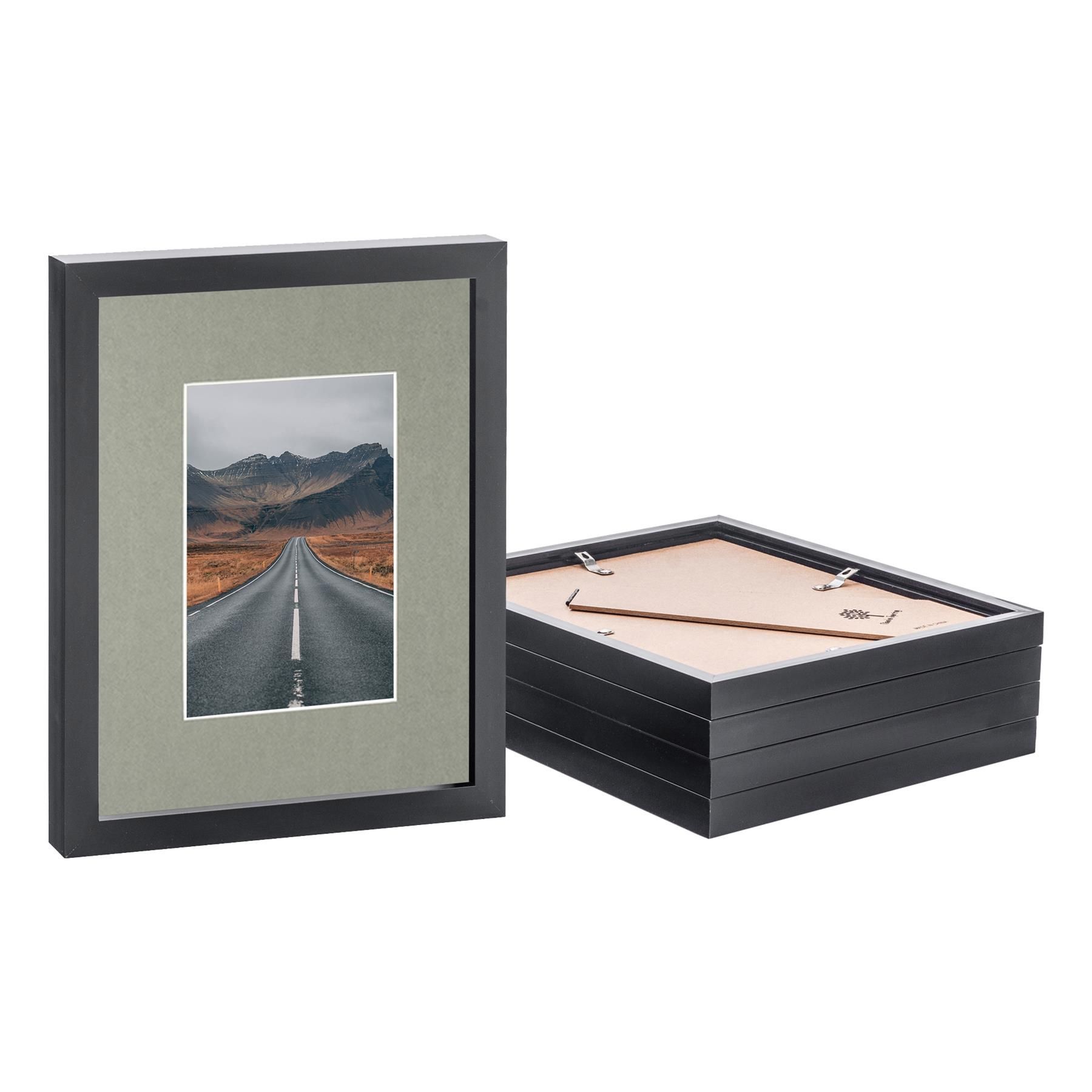 Nicola Spring Photo Frames with 4" x 6" Mount - 8" x 10" - Ivory Mount - Pack of 5 in Black