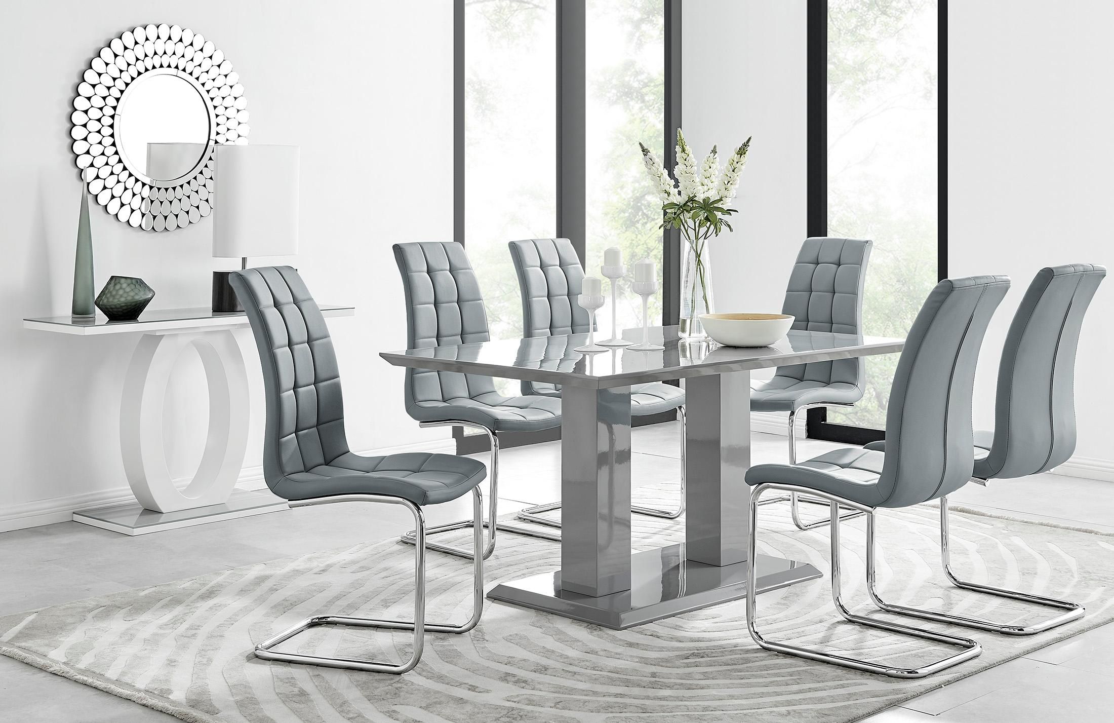 FurnitureboxUK Imperia 6 Grey Dining Table & 6 Murano Chairs