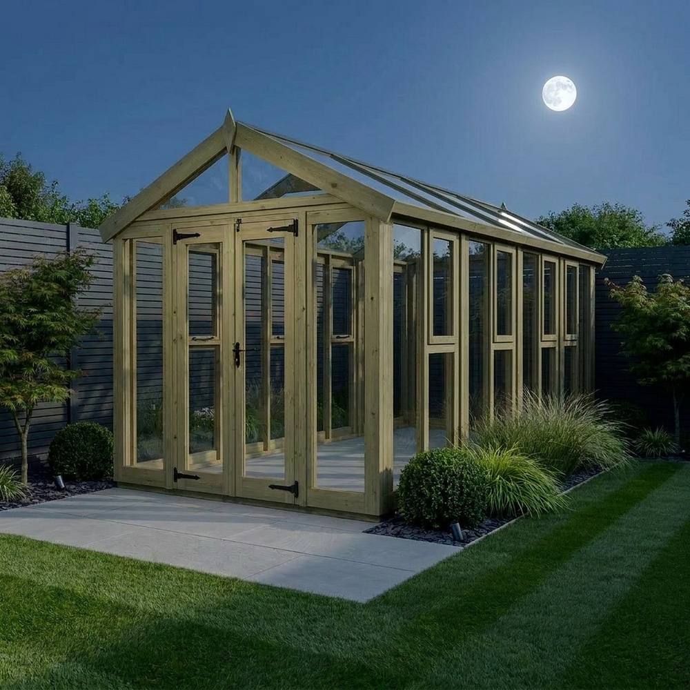 Buttercup Farm 6ft x 18ft Apex Glass Greenhouse - Pressure Treated Timber in Natural 3
