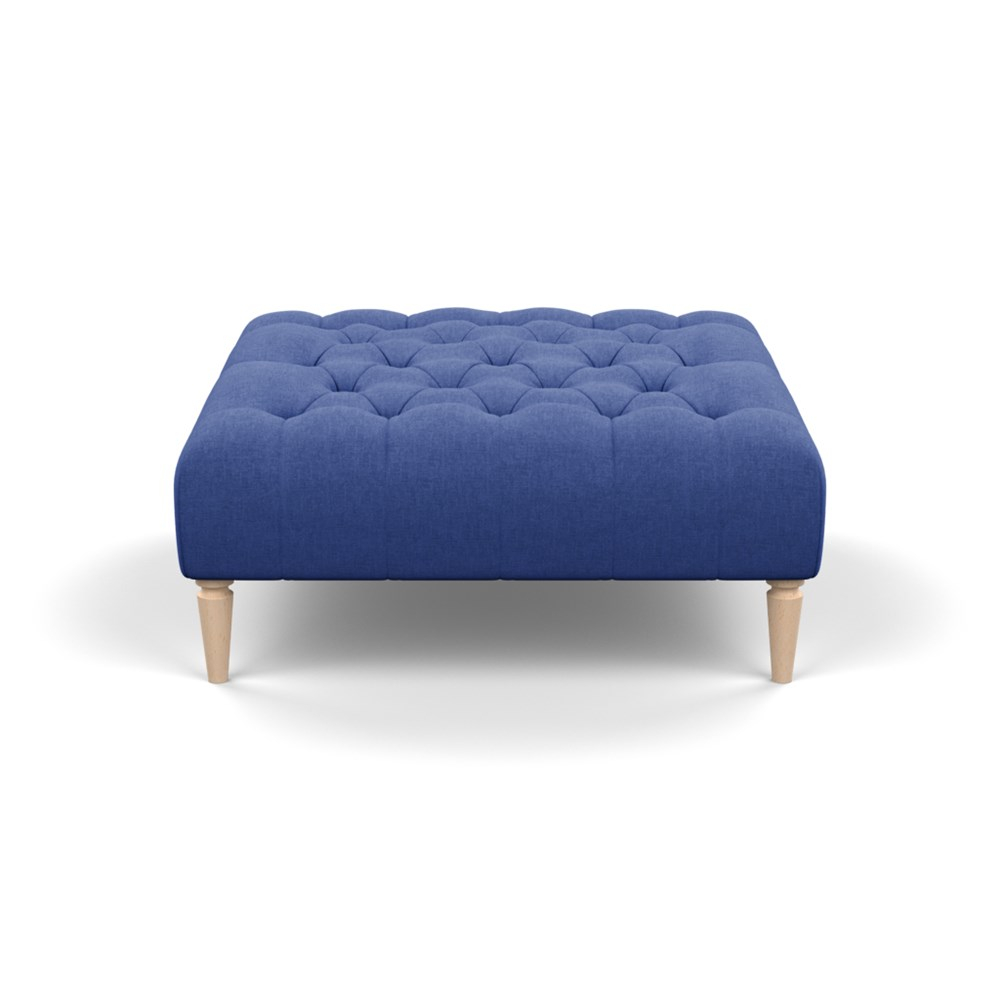 Heal's Balmoral Ottoman Brushed Cotton Cobalt Natural Feet