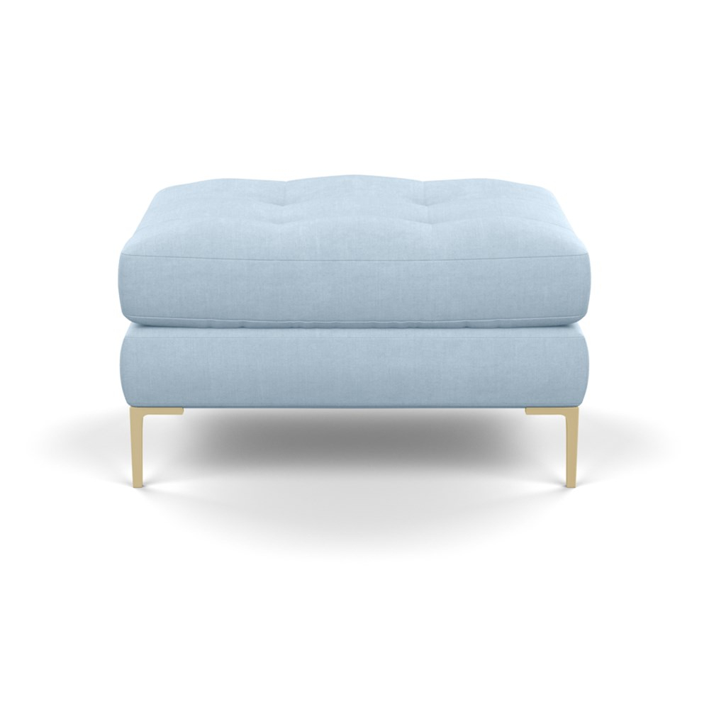 Heal's Eton Footstool Capelo Linen-Cotton Sea Shanty Brass Feet
