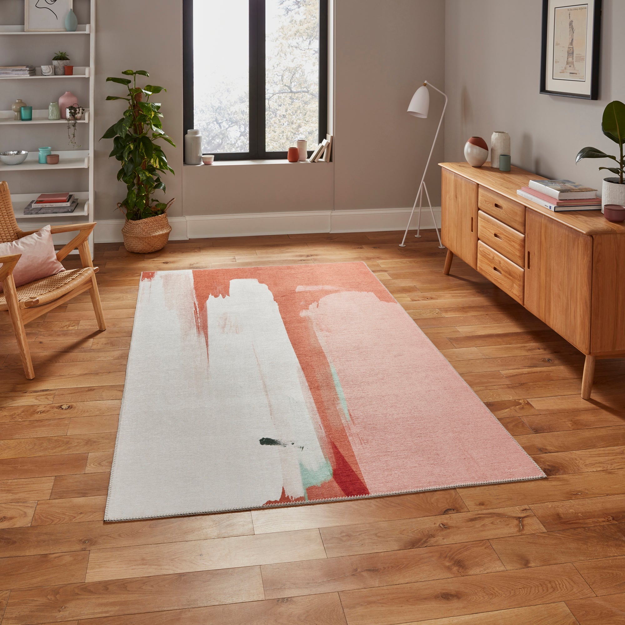 Michelle Collins Abstract Terracotta and Ivory Rug Terracotta