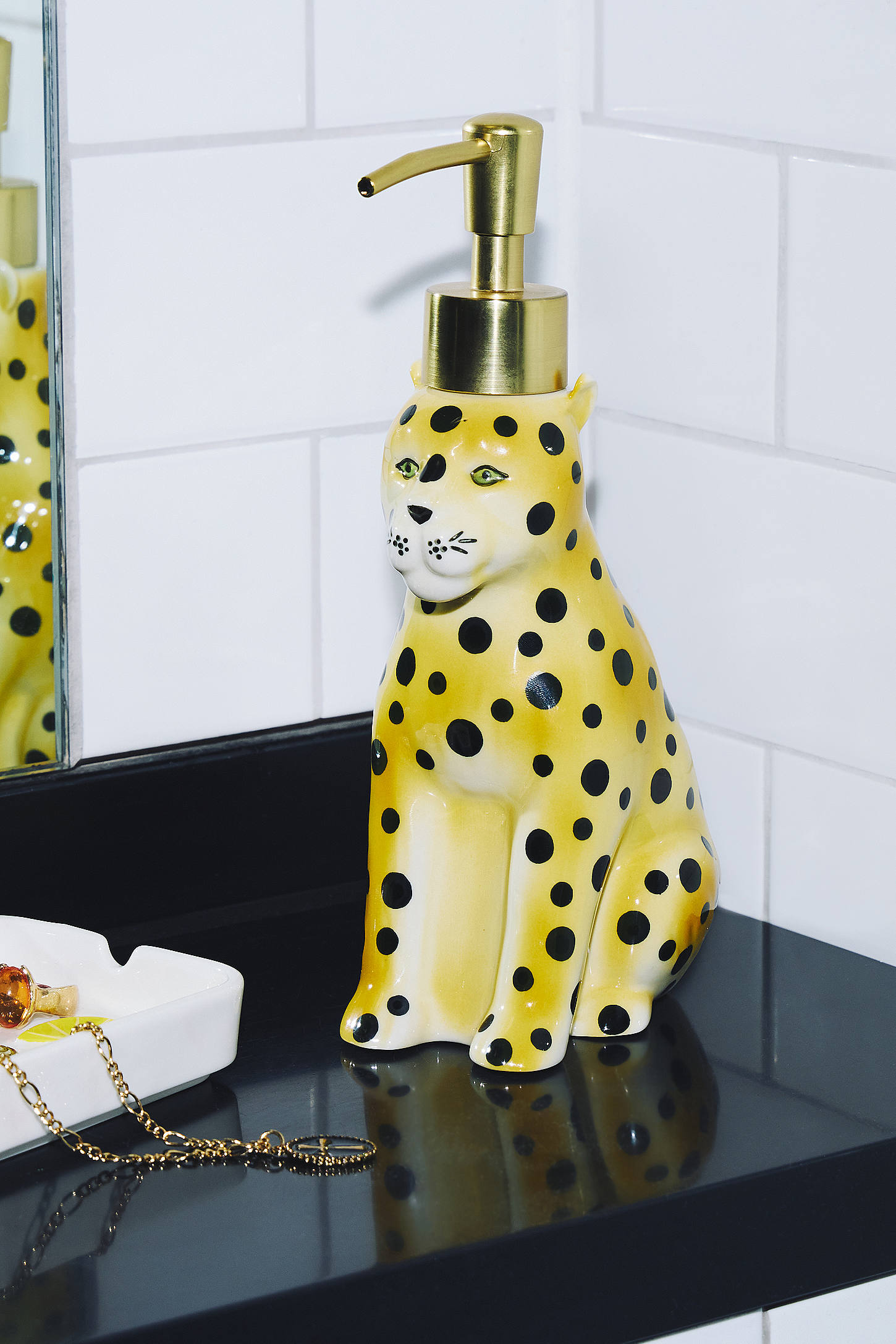 Mini Leopard Soap Dispenser - Yellow