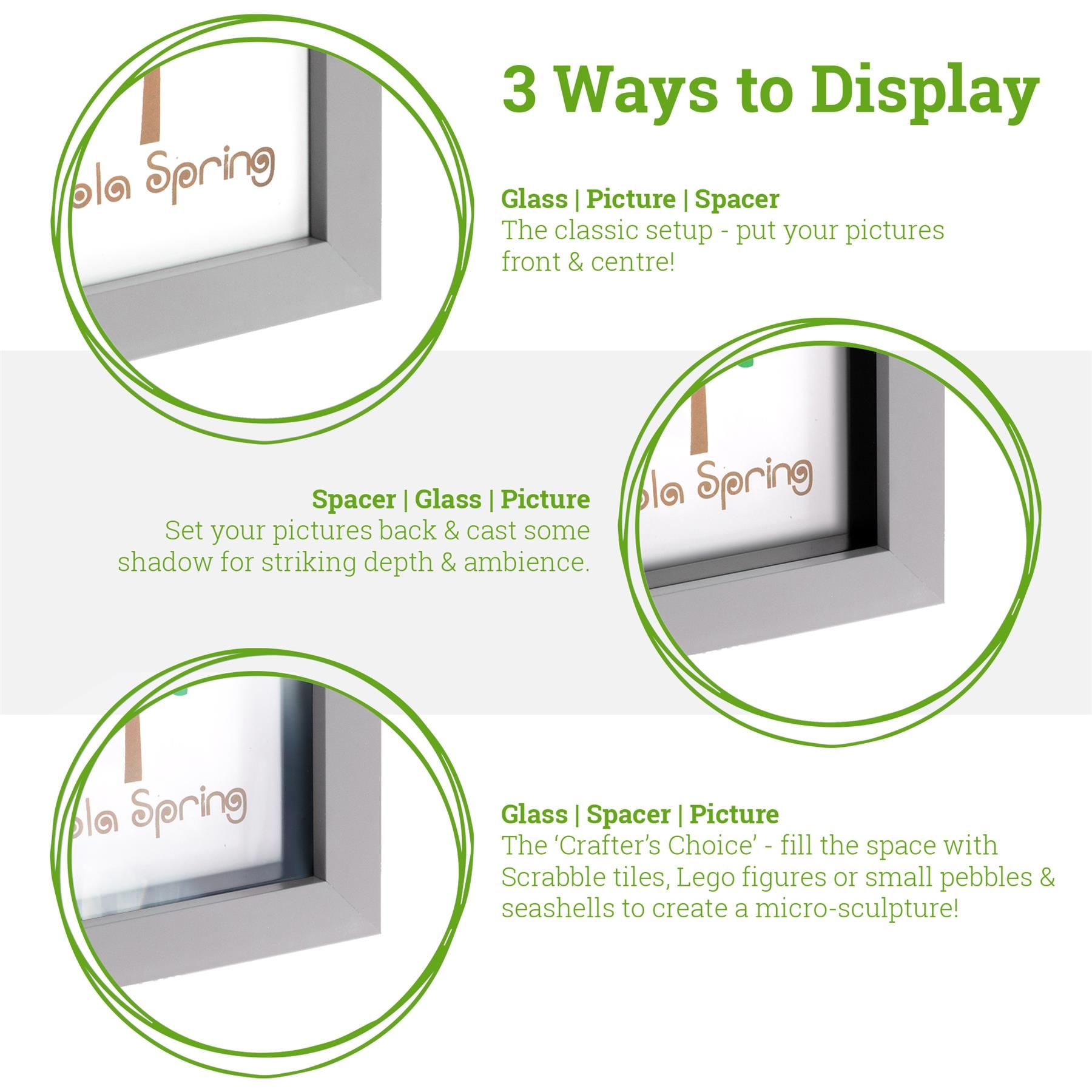 Nicola Spring 3D Box Photo Frame - 4 x 4" in Black 3