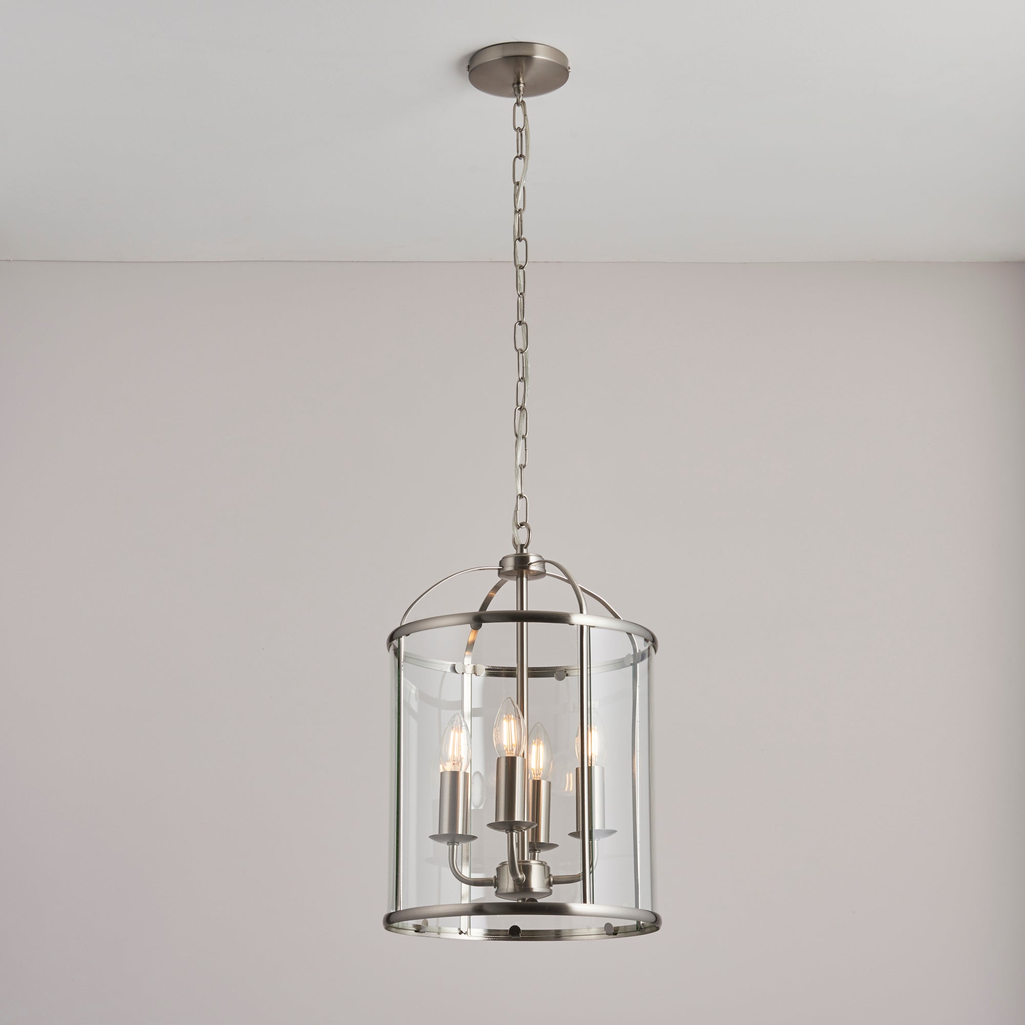Vogue Lambeth 4 Light Glass Pendant Ceiling Fitting Silver