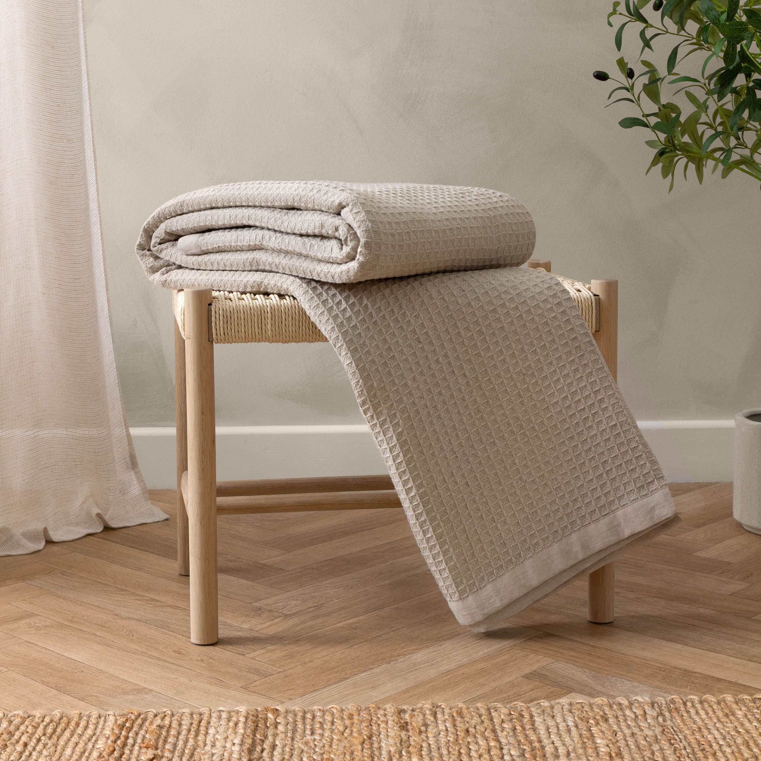 Yard Canopy Waffle 100% Cotton Oversized Throw in Natural