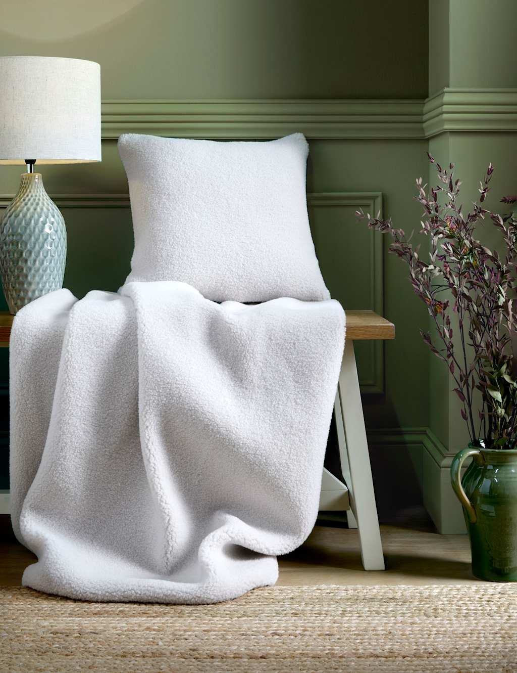 Laura Ashley Coleford Faux Sheepskin Throw White