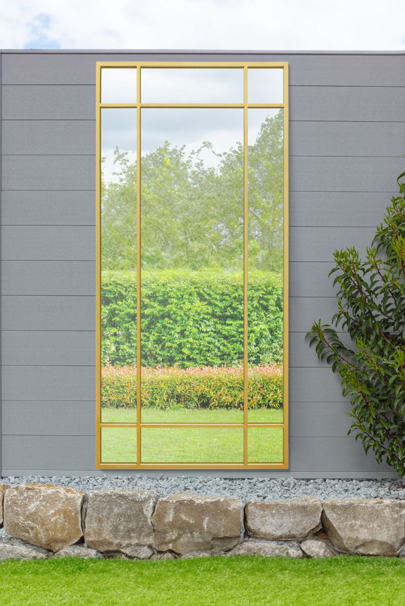 MirrorOutlet Gold Contemporary Wall & Leaner Garden Mirror 71"x 33" 180x85cm