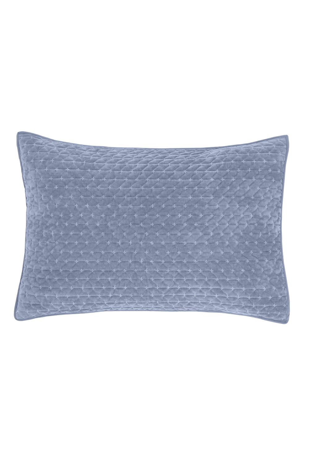 Bianca 'Attica Velvet' Embroidered Pillow sham Pair in Blue 3