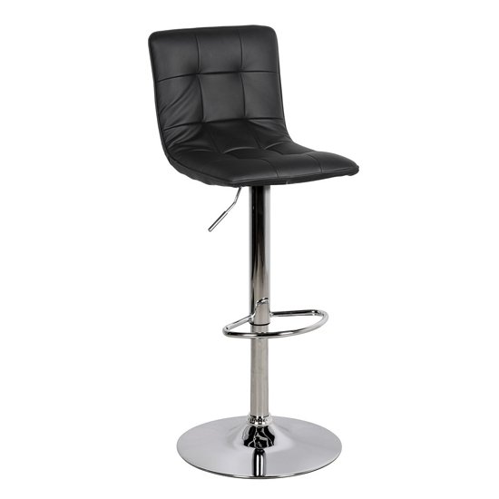 Vigo Faux Leather Bar Stool In Black