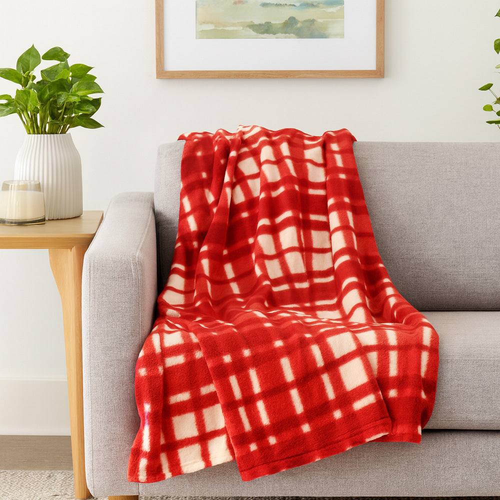 Voltico 2 Pack Fleece Throws - navy & Grey / navy & Red, 100 × 150 cm in Red