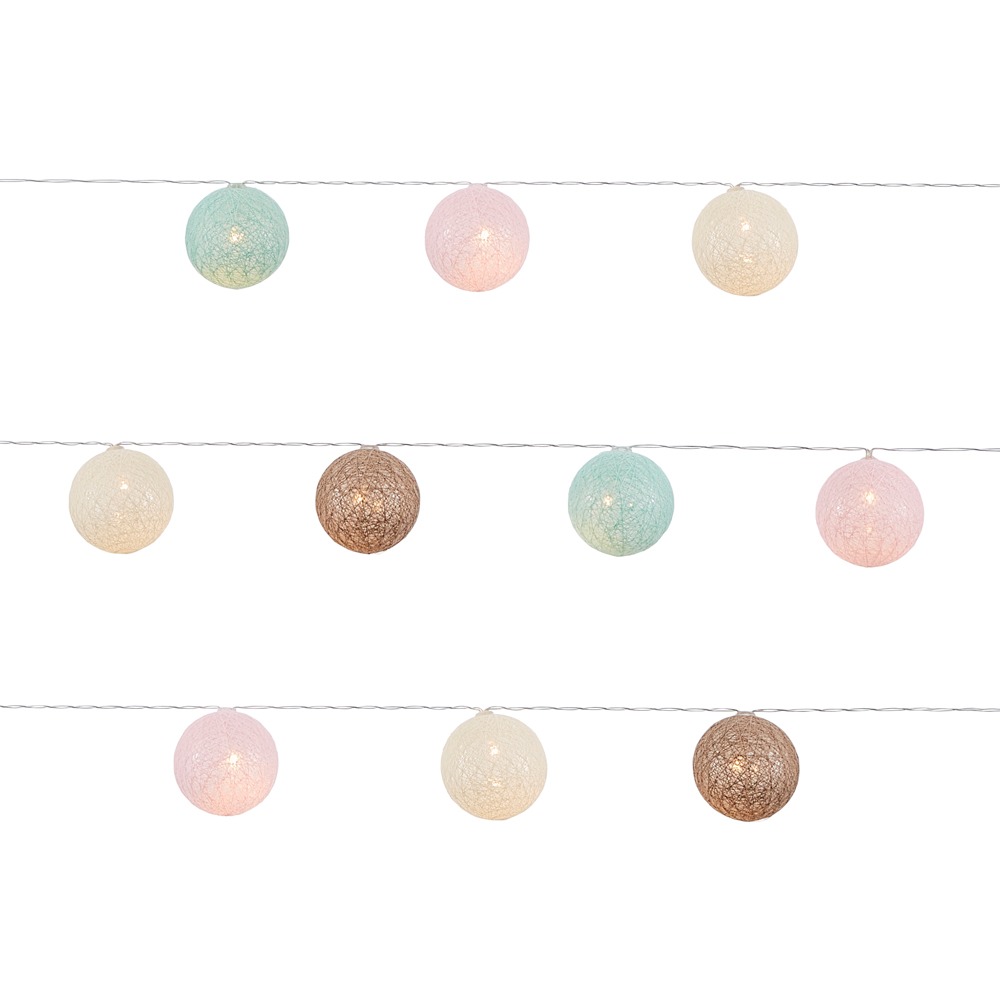 Glow LED Pom Pom String Lights, Multi Coloured