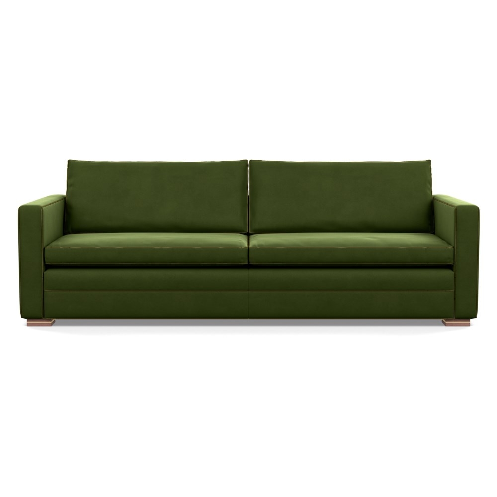 Heal's Palermo 5 Seater Sofa Nobilis Velvet Leaf Brass and Walnut Feet