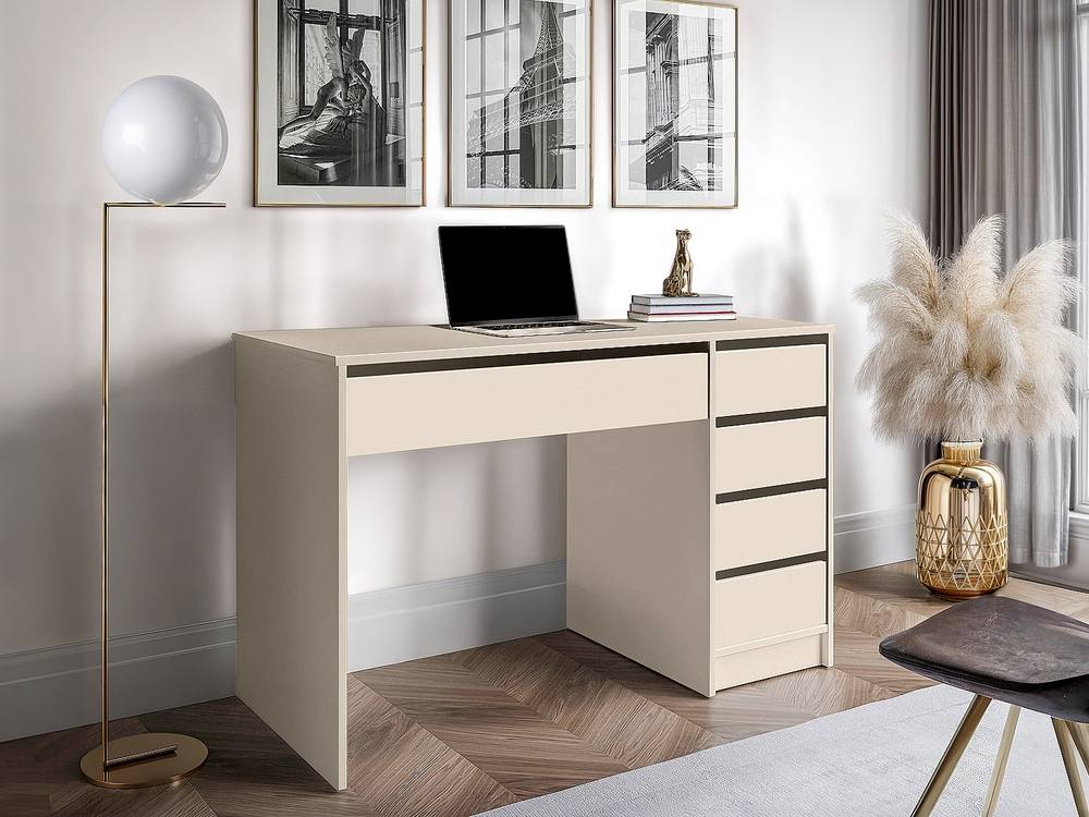 Vente-unique Desk With 5 Drawers - Beige - JENEMI