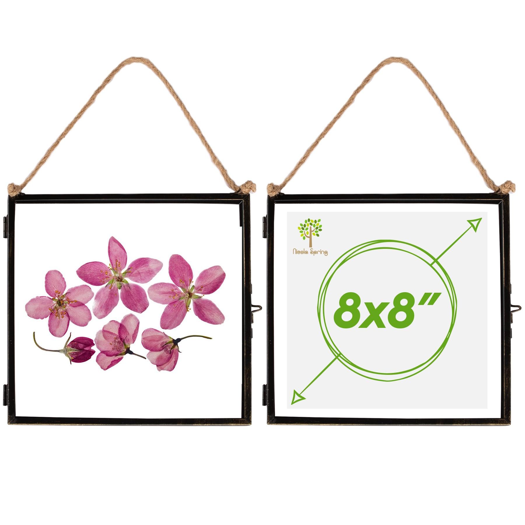 Nicola Spring 2x Hanging Metal Photo Frames - 8" x 8" - Picture Frame Wall Mounted Frame with Rope in Black