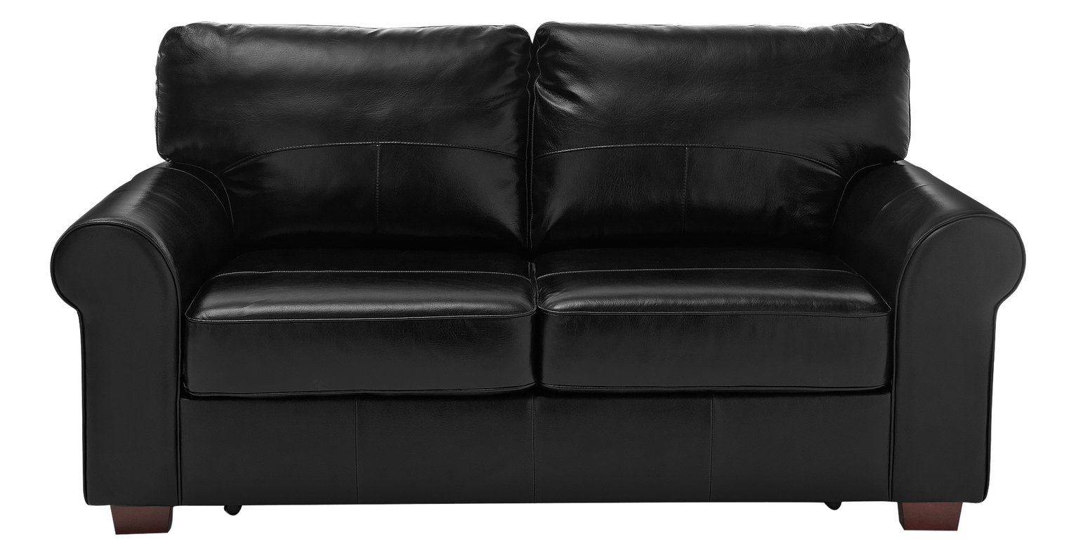 Habitat Salisbury 2 Seater Leather Sofa Bed - Black
