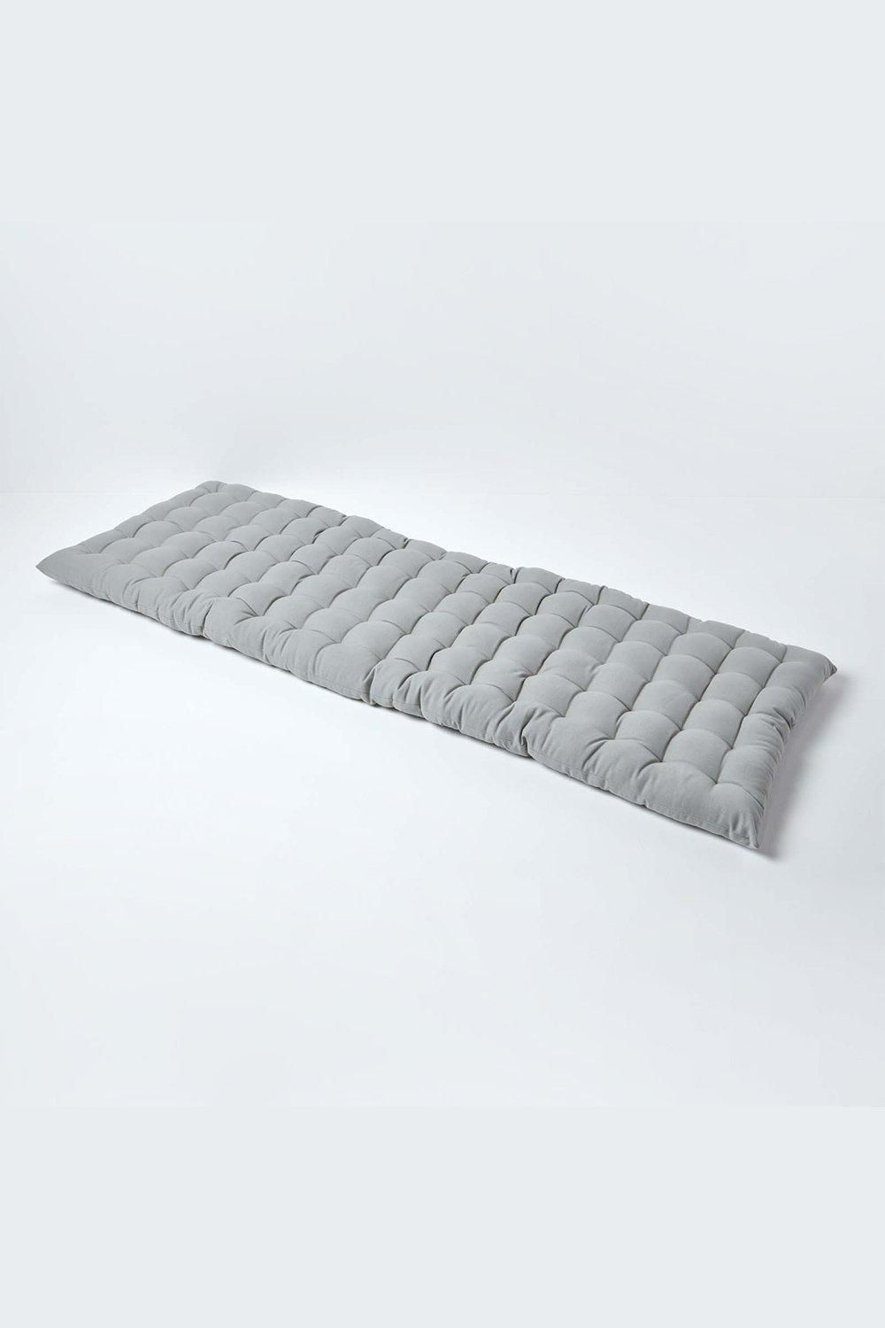 Homescapes Garden Bench Cushion Luxury 3 Seater Cotton Indoor Outdoor Pad, 143 x 48cm in Grey