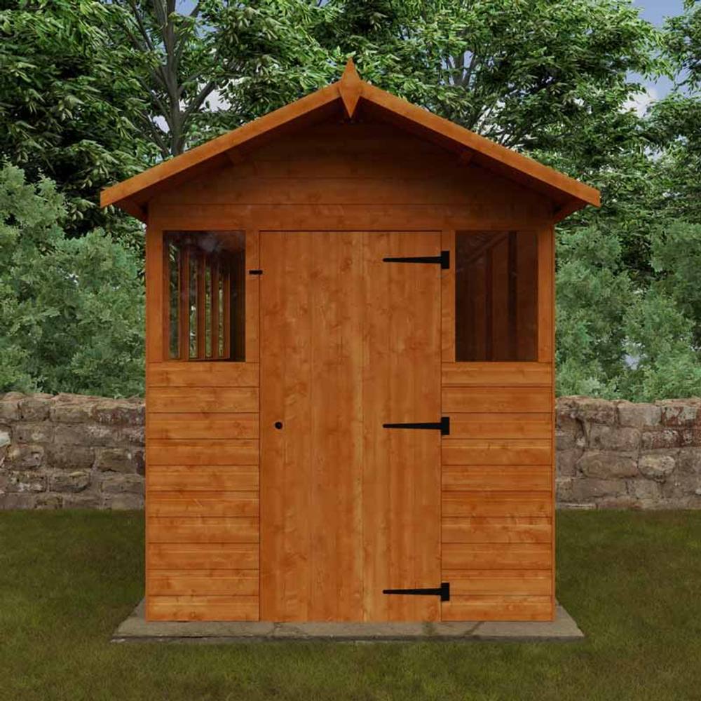 Buttercup Farm 8 x 6 Feet Cabin 12mm Shed - Solid Wood/Softwood/Pine in Burnt Orange 2