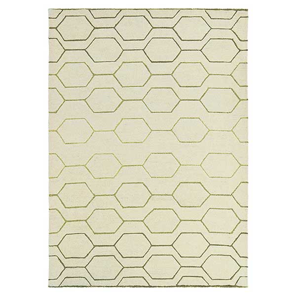 Arris Cream Rug - With Geometric Pattern - Made From Wool And Viscose - 120 x 180cm