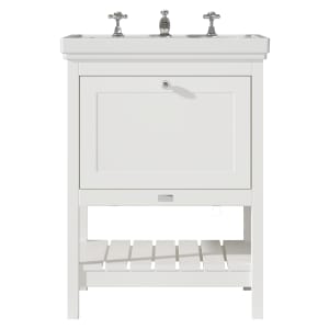 Bayswater Hartleigh Pointing White Traditional Freestanding Vanity Unit & 3 Tap Hole Traditional Recessed Basin - 600mm