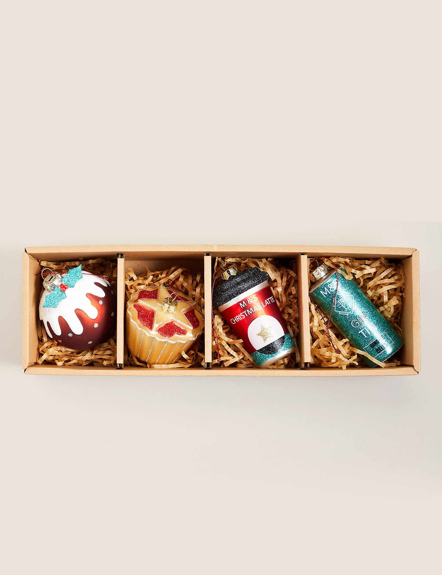 M&S 4 Pack Glass Food Tree Decorations
