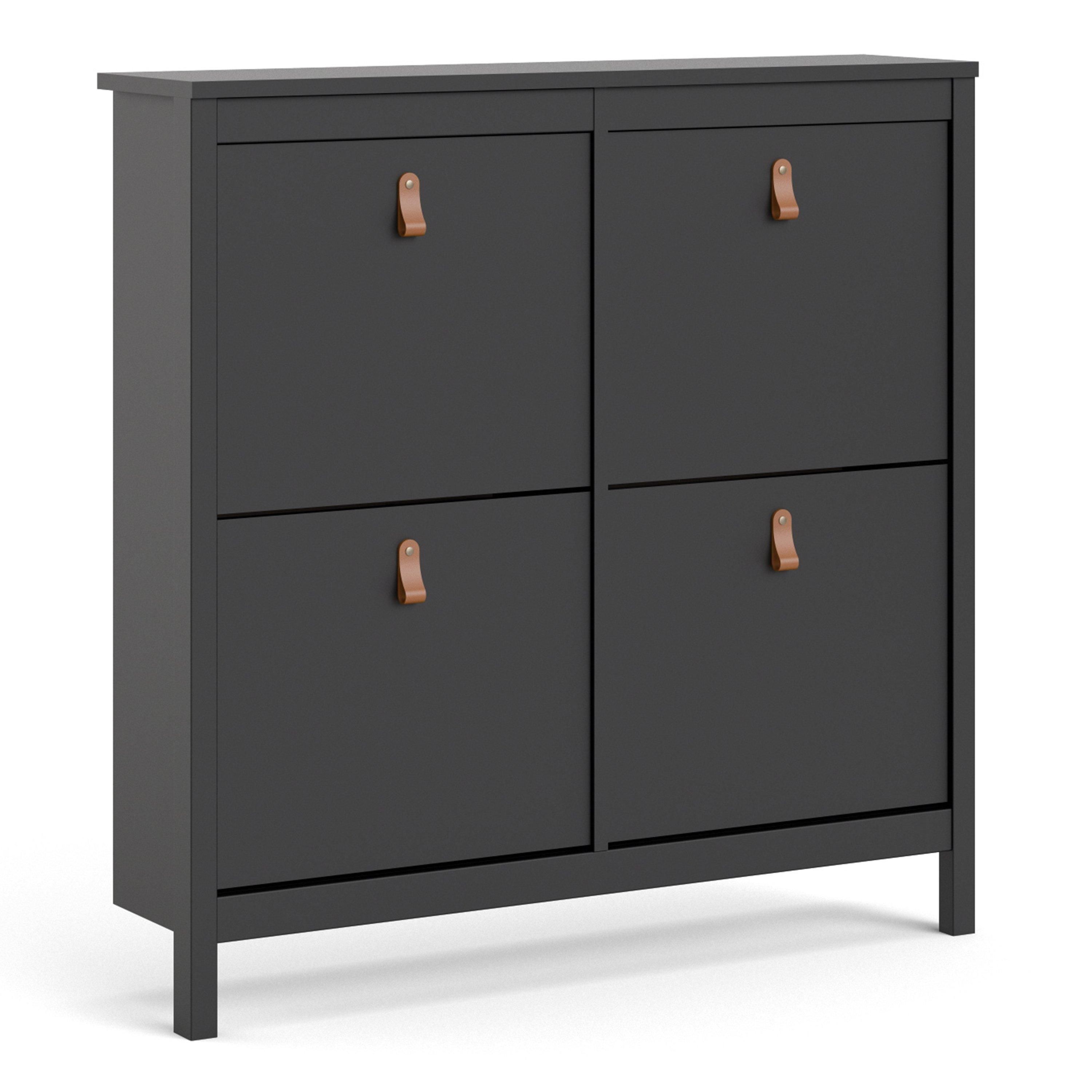 Furniture To Go Barcelona Shoe Cabinet 4 Flip Down Doors in Black