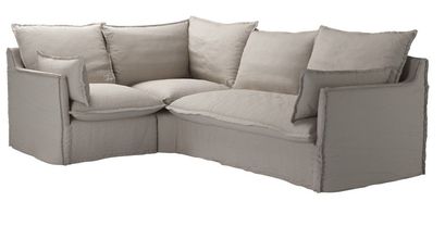 Isaac Asym: LHF Single w RHF 2 Seat Sofa Bed in Stone Brushed Linen Cotton - sofa.com