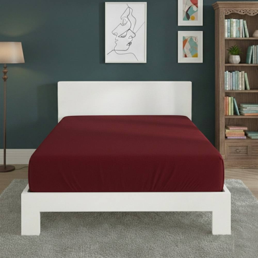 Snug City Polycotton Fitted Sheet Extra Deep 40cm Skirt Easy Care in Red