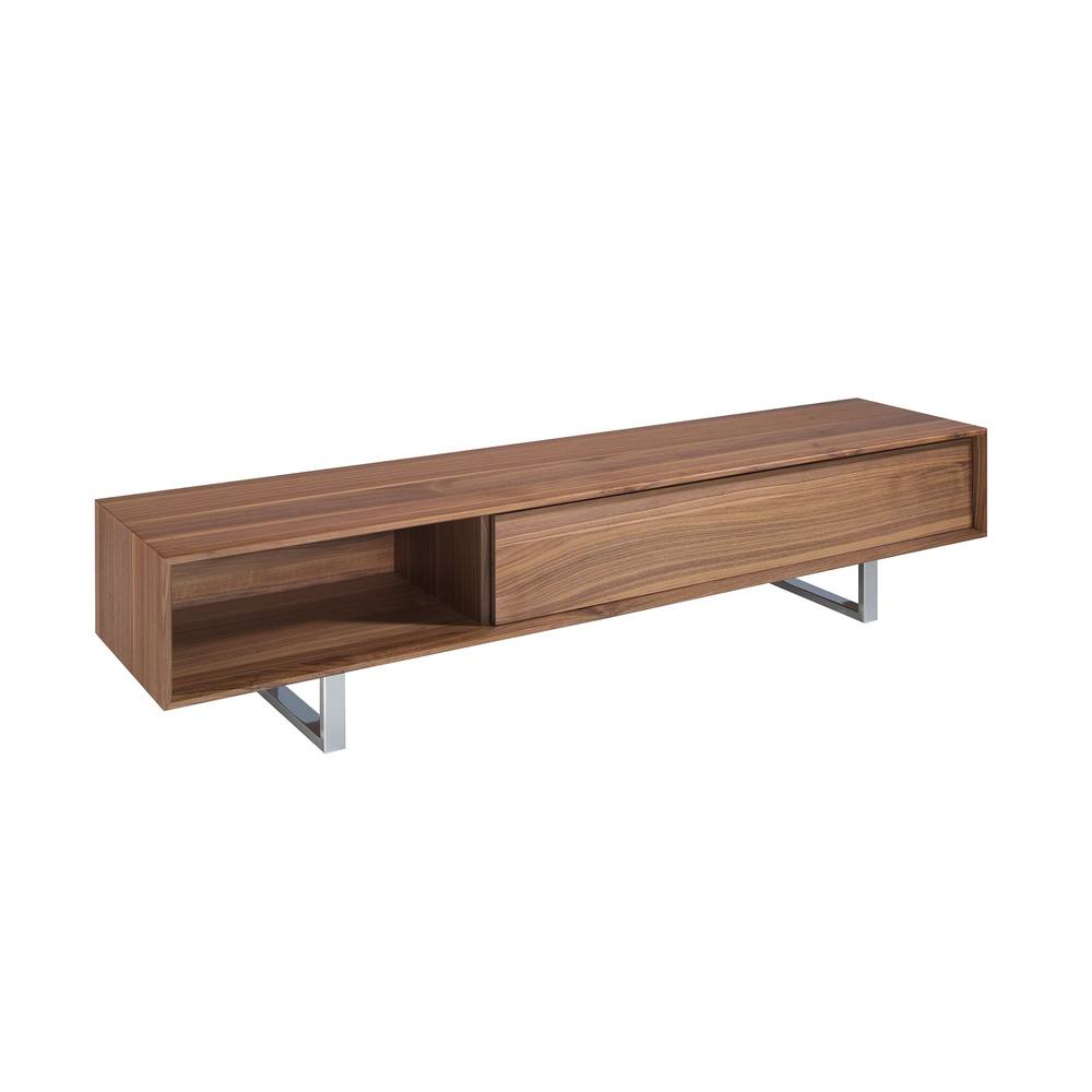 Angel Cerda Walnut TV Stand with Chromed Steel Legs 180x44x39 cm in Brown