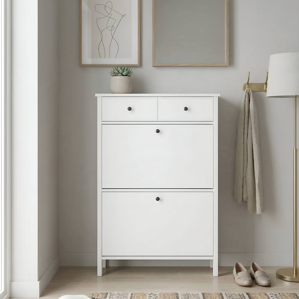 Nöa and Nani Kira White Shoe Cabinet - Slim Shoe Rack for Hallway & Entryway 3