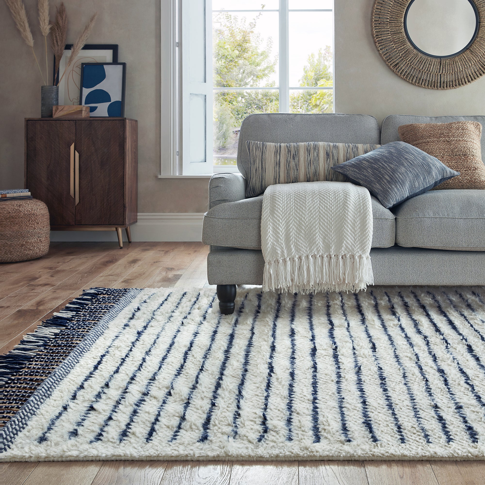 Zemer Wool Berber Rug Navy (Blue)