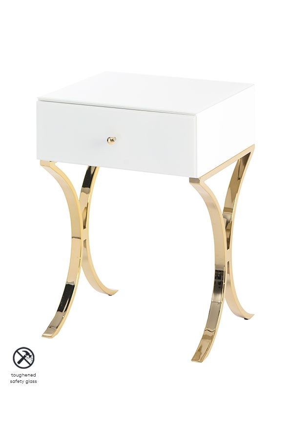 Aurelia White and Champagne Gold Bedside Table