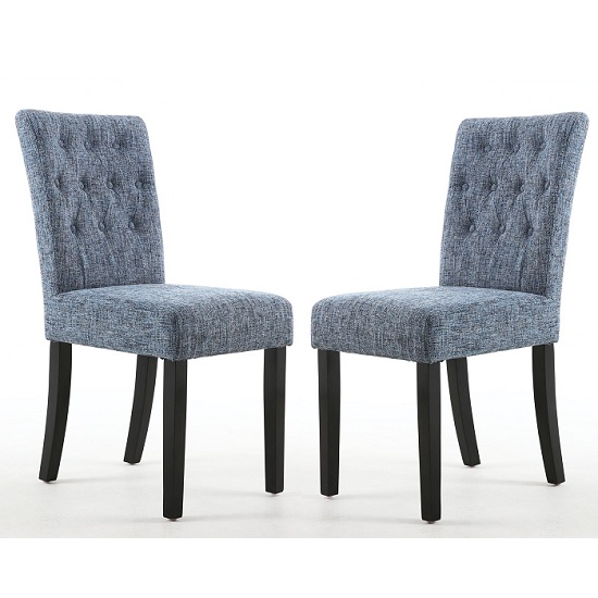 Oriel Dining Chair In Oxford Blue With Black Legs In A Pair