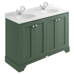 Bayswater Victrion Hunter Green Traditional Freestanding Vanity Unit & Grey Marble Top Basin - 1200mm