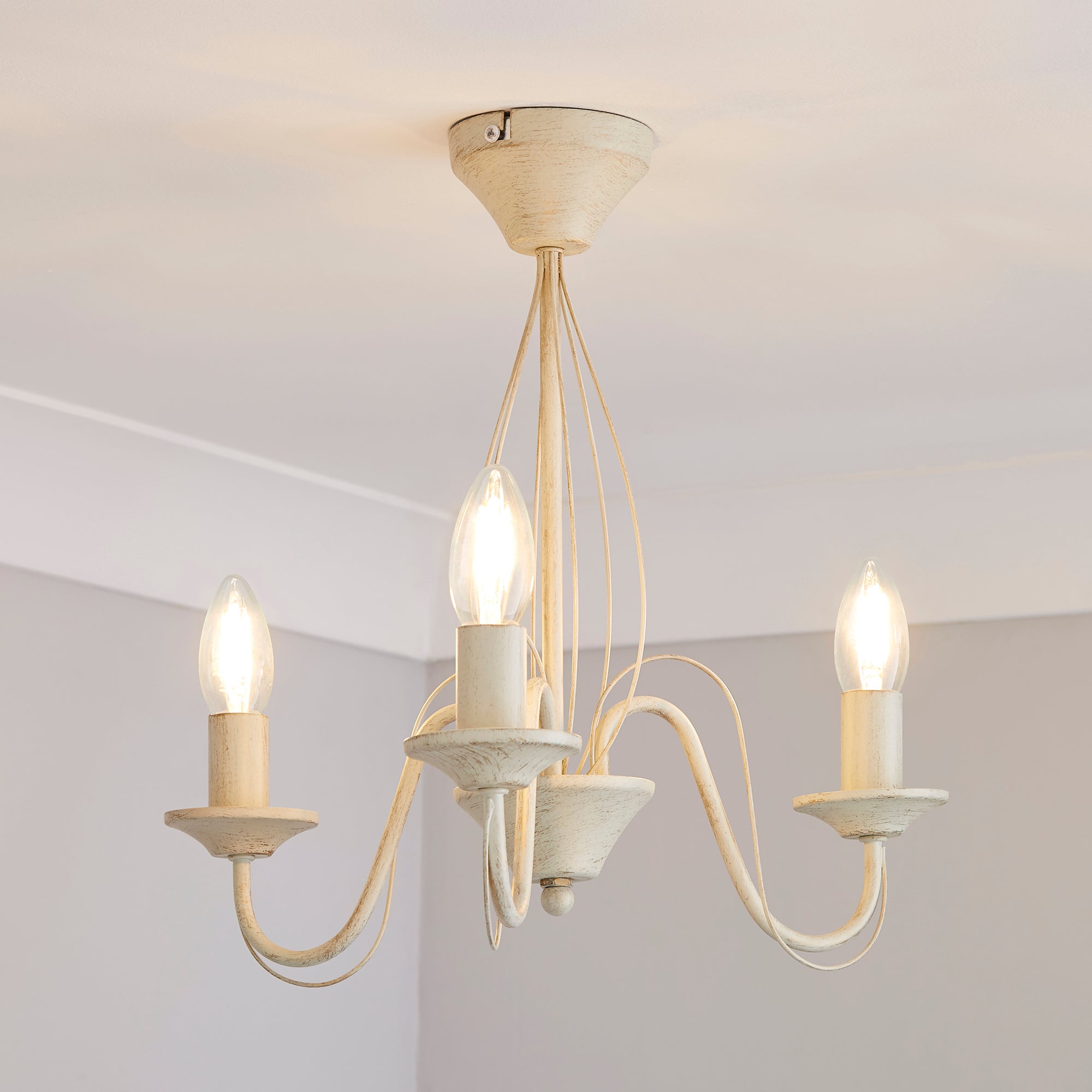 3 Light Candelabra Cream Ceiling Fitting Cream
