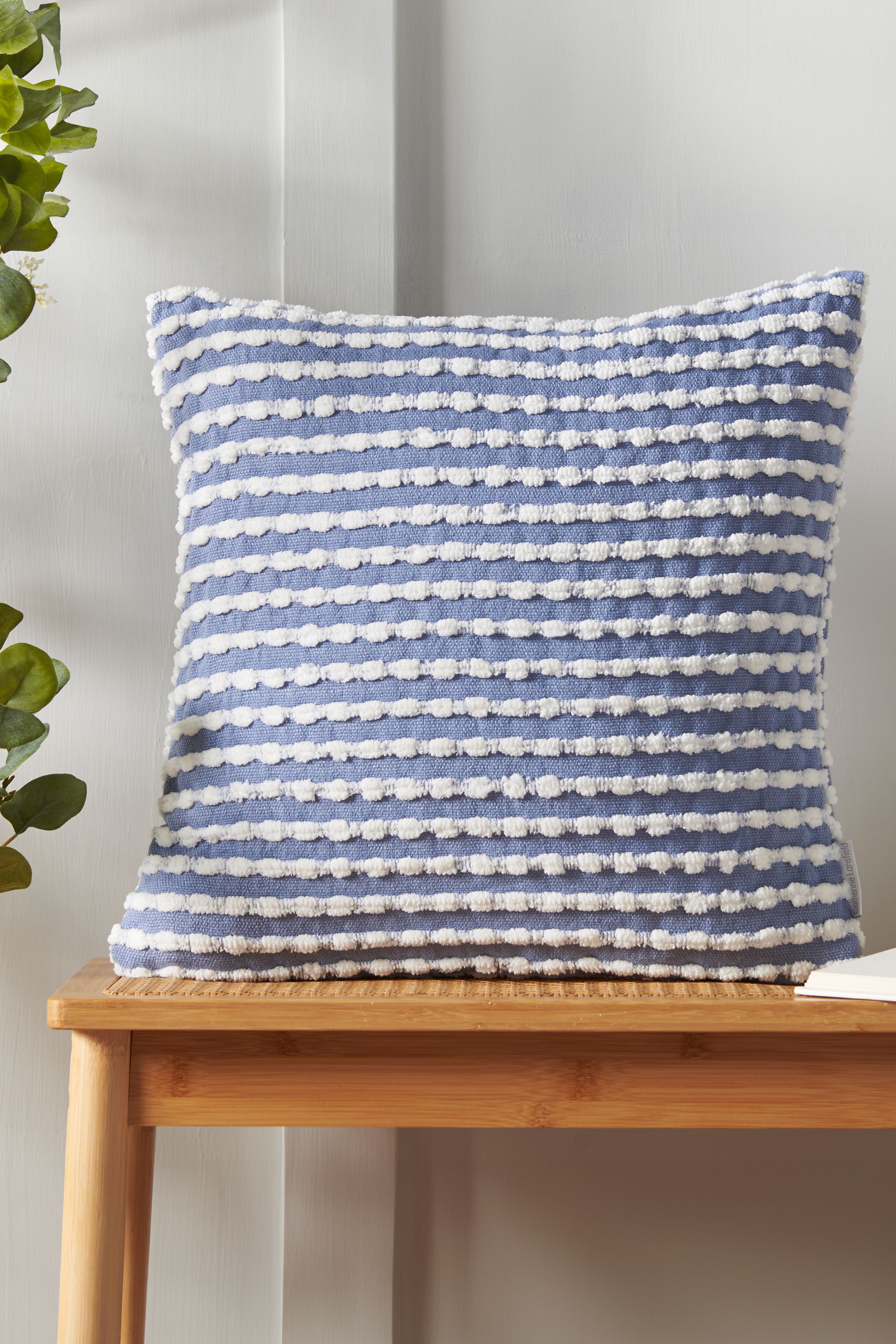 Catherine Lansfield 'Stab Stitch' Cushion in Blue