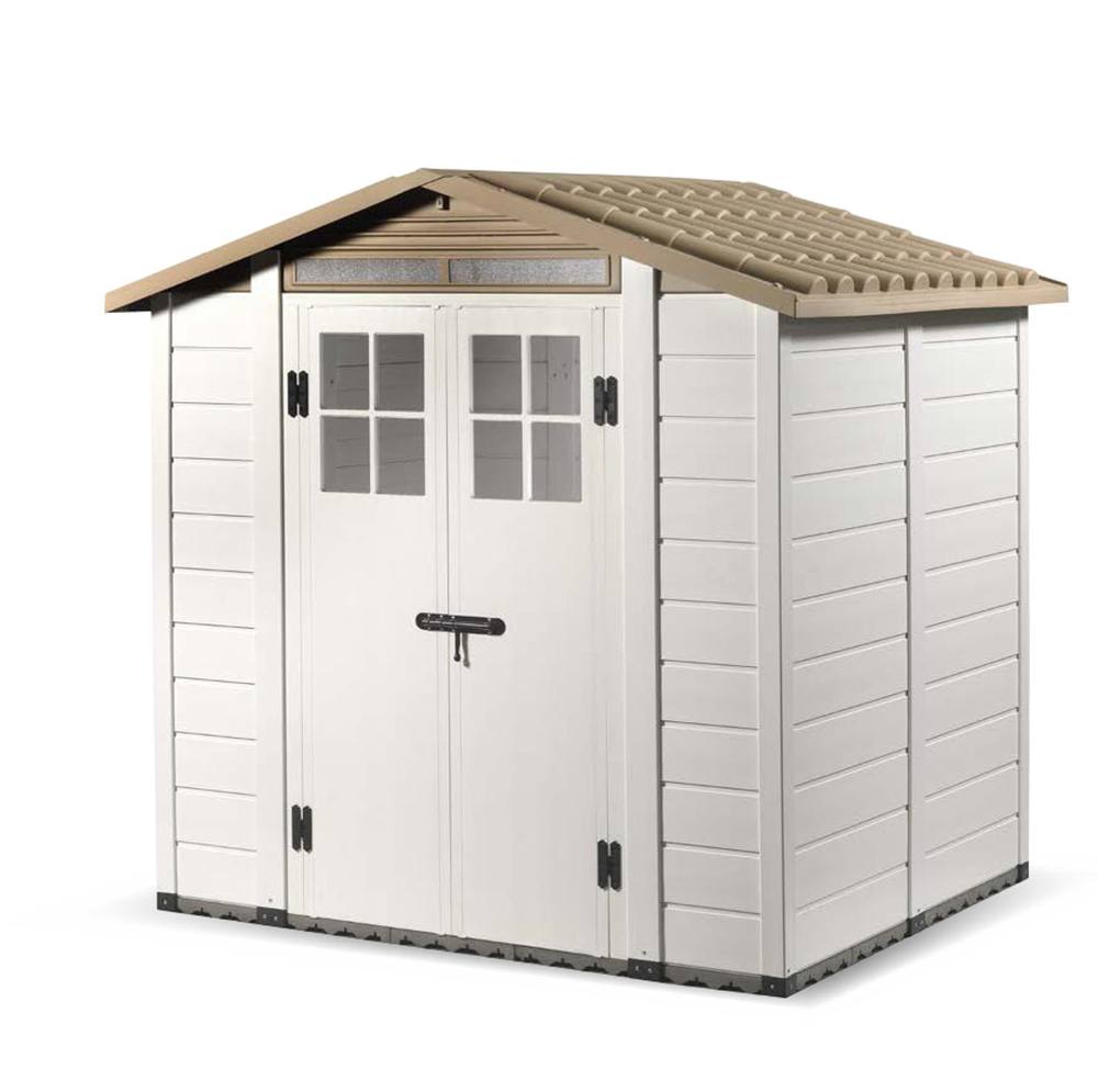 Shires Tuscany Evo 6'6"x5'4" 200 Apex Plastic Shed Double Door with 2 Windows in White