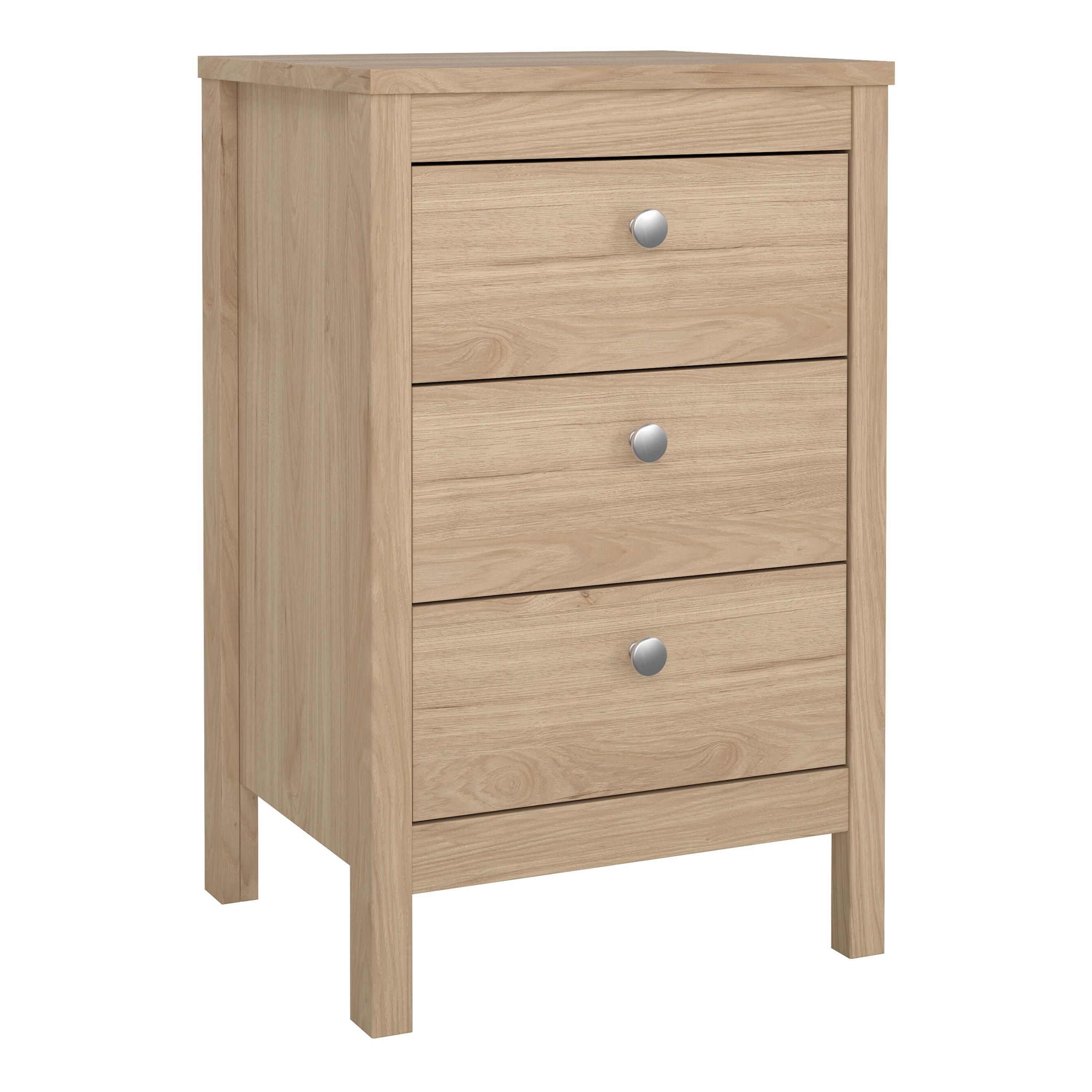Furniture To Go Madrid Bedside Table 3 Drawers in Jackson Hickory Oak in Light Oak