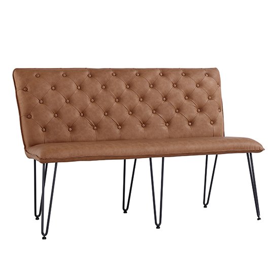 Wichita Faux Leather Medium Dining Bench In Tan