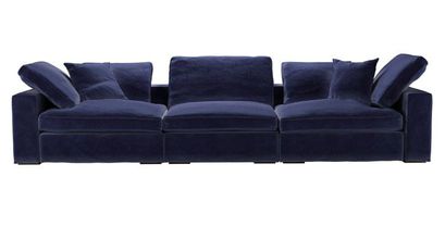 Long Island 3 Seat Sofa in Prussian Blue Cotton Matt Velvet - sofa.com