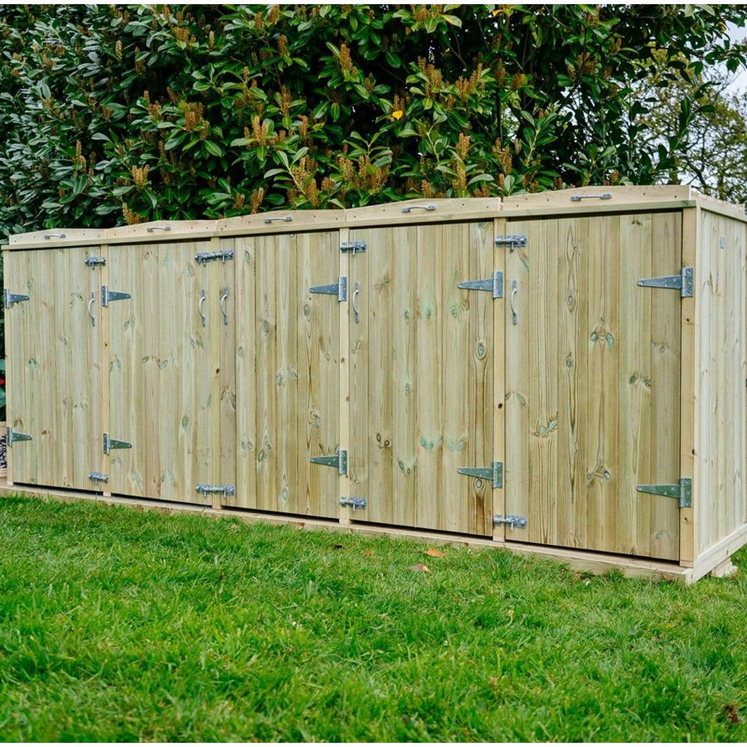 Buttercup Farm Shireburn Quintet Wheelie Bin Store - Fits 5 x 180L or 5 x 240L Bins in Brown