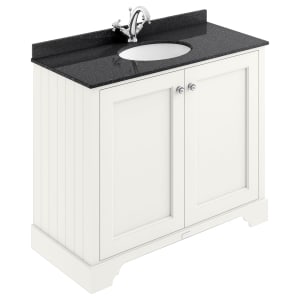 Bayswater Victrion Pointing White Traditional Freestanding Vanity Unit & Black Marble Top Basin - 1000mm