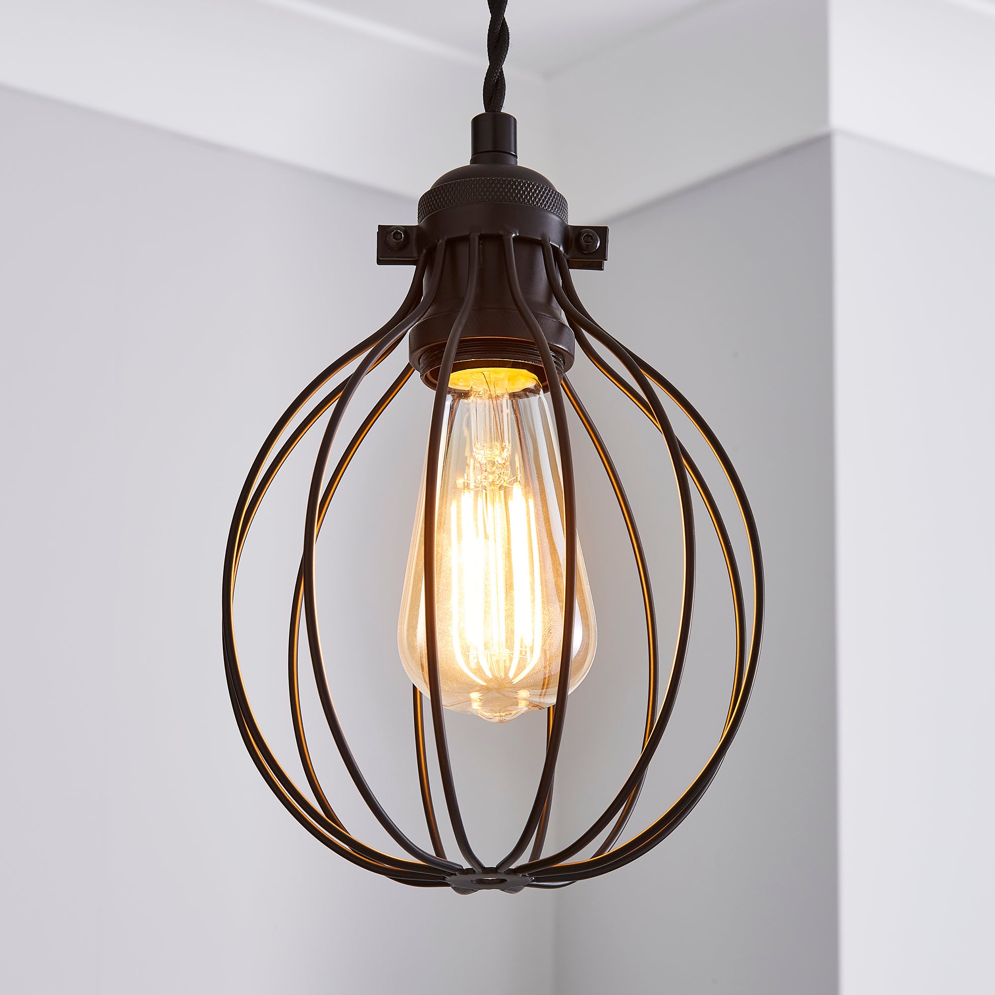 Charlie Industrial Bulb Cage Black