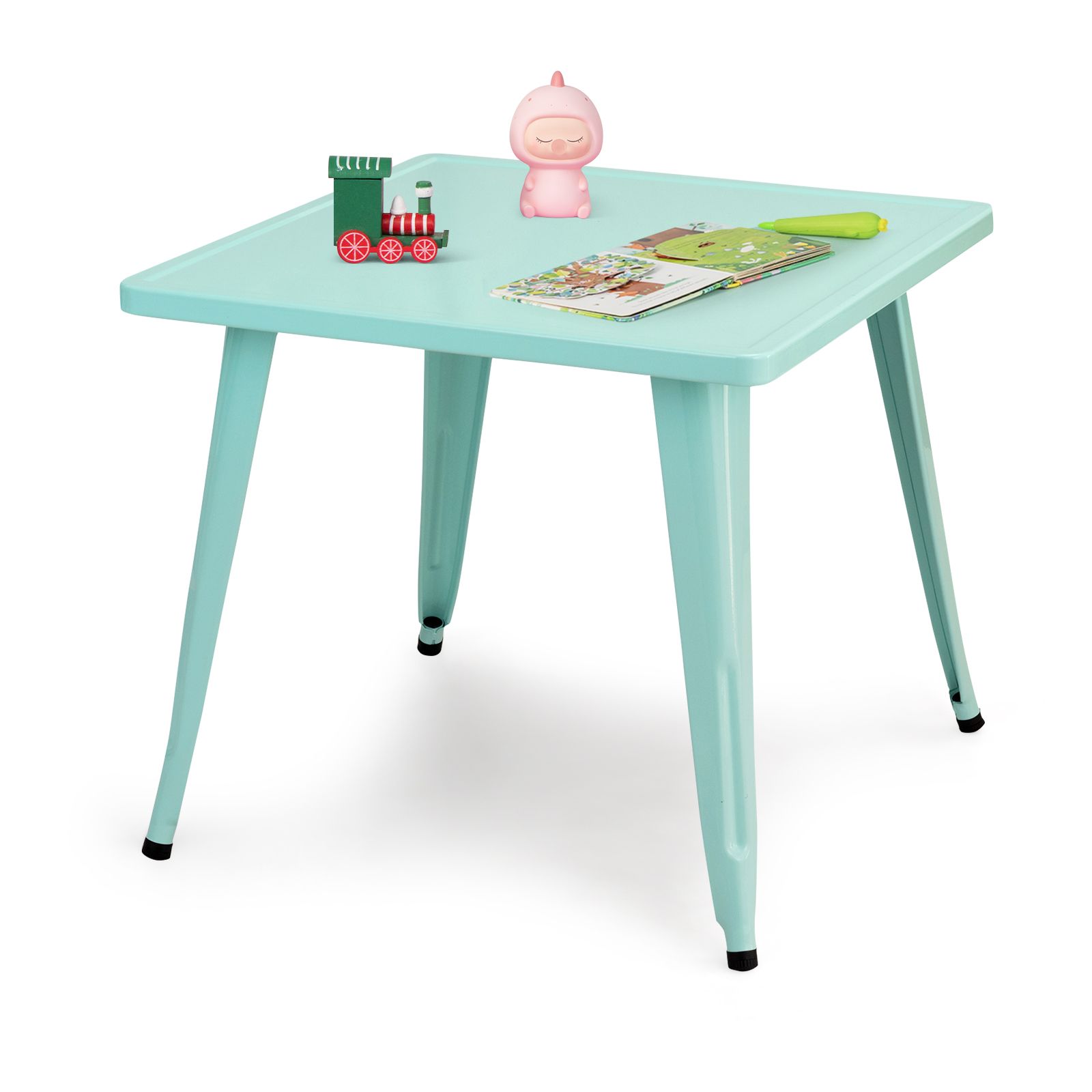 Costway Steel 27" Square Table Children Play Learn Activity Table Indoor Outdoor in Blue