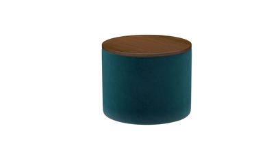 Ringo Storage Drum in Deep Turquoise Cotton Matt Velvet - sofa.com